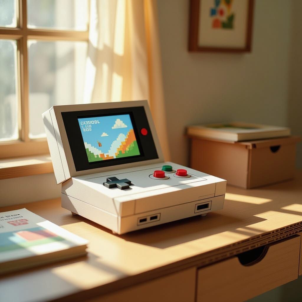 Handcrafted Paper Video Game Console Diorama