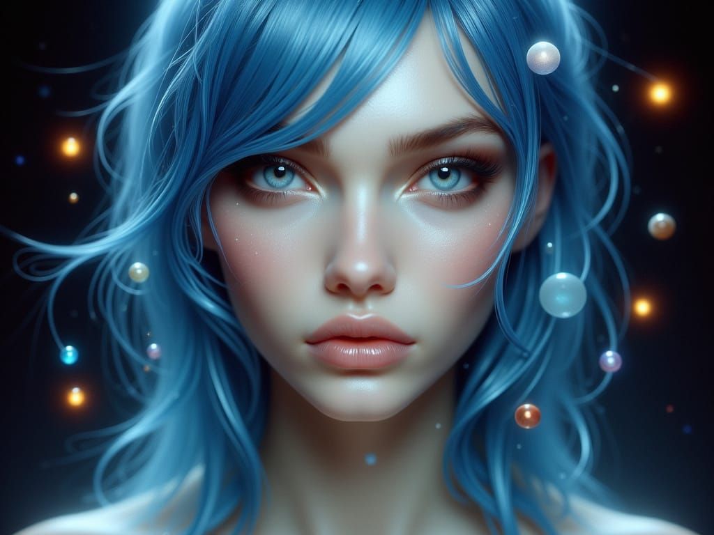 Ethereal Cosmic Goddess Radiates Enchantment in Dark Cosmic ...