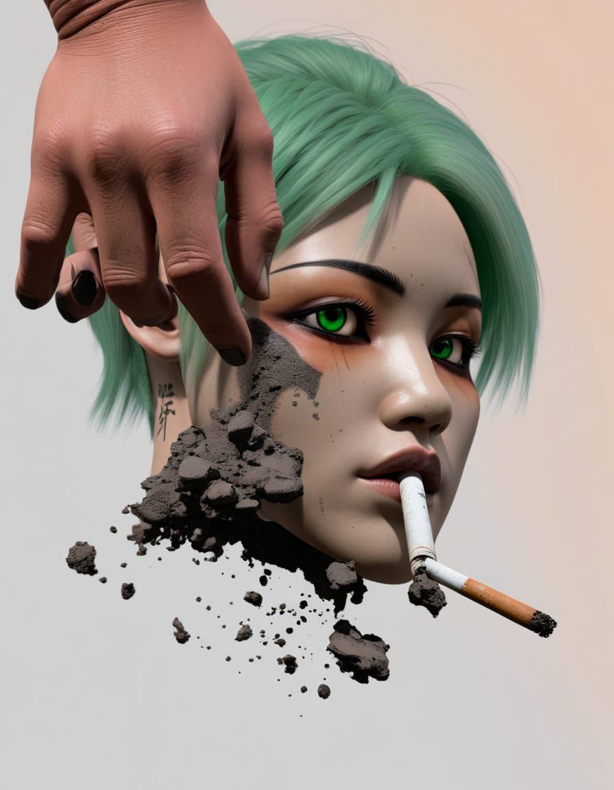 Gothic Figure with Muddy Boots and Smoky Eyes