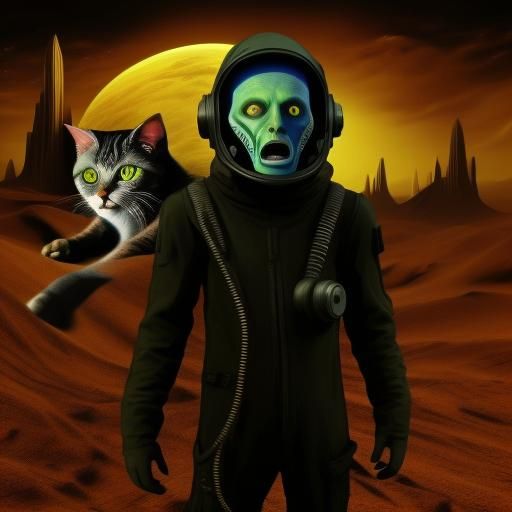 Sci-Fi Movie Scene: Surreal Cat People on Mars