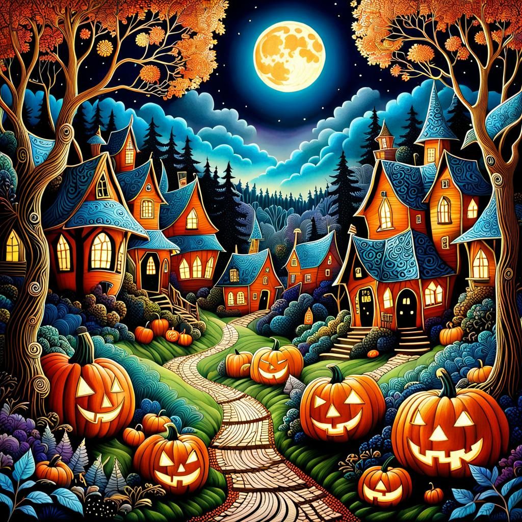 Magical Halloween Village in Enchanted Forest