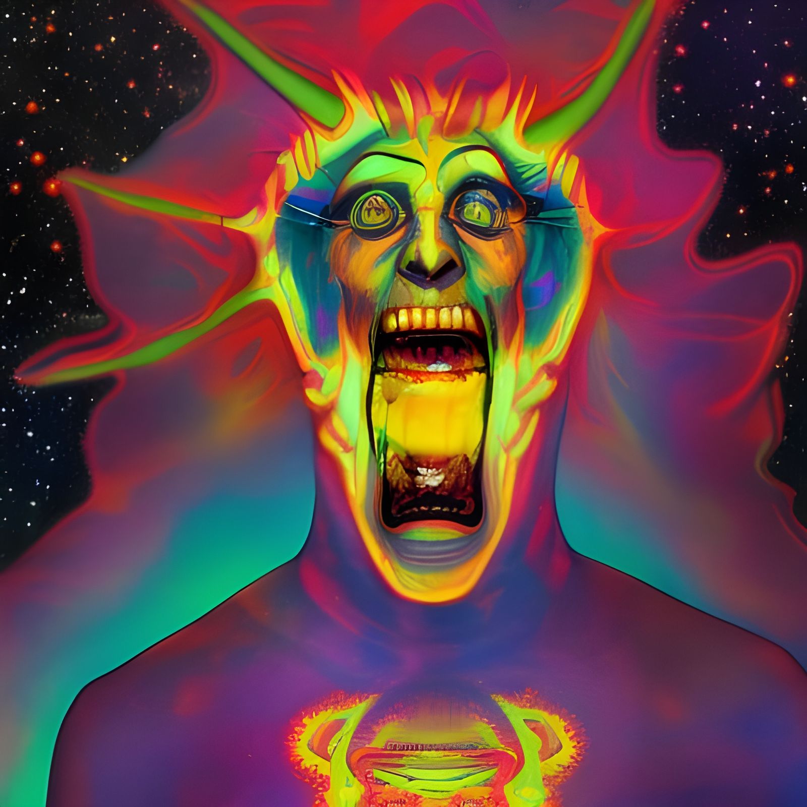 Overcoming the Devil: Cosmic Horror Illustration