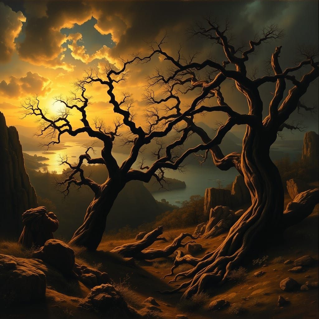 Dramatic Baroque Landscape with Elegant Figures