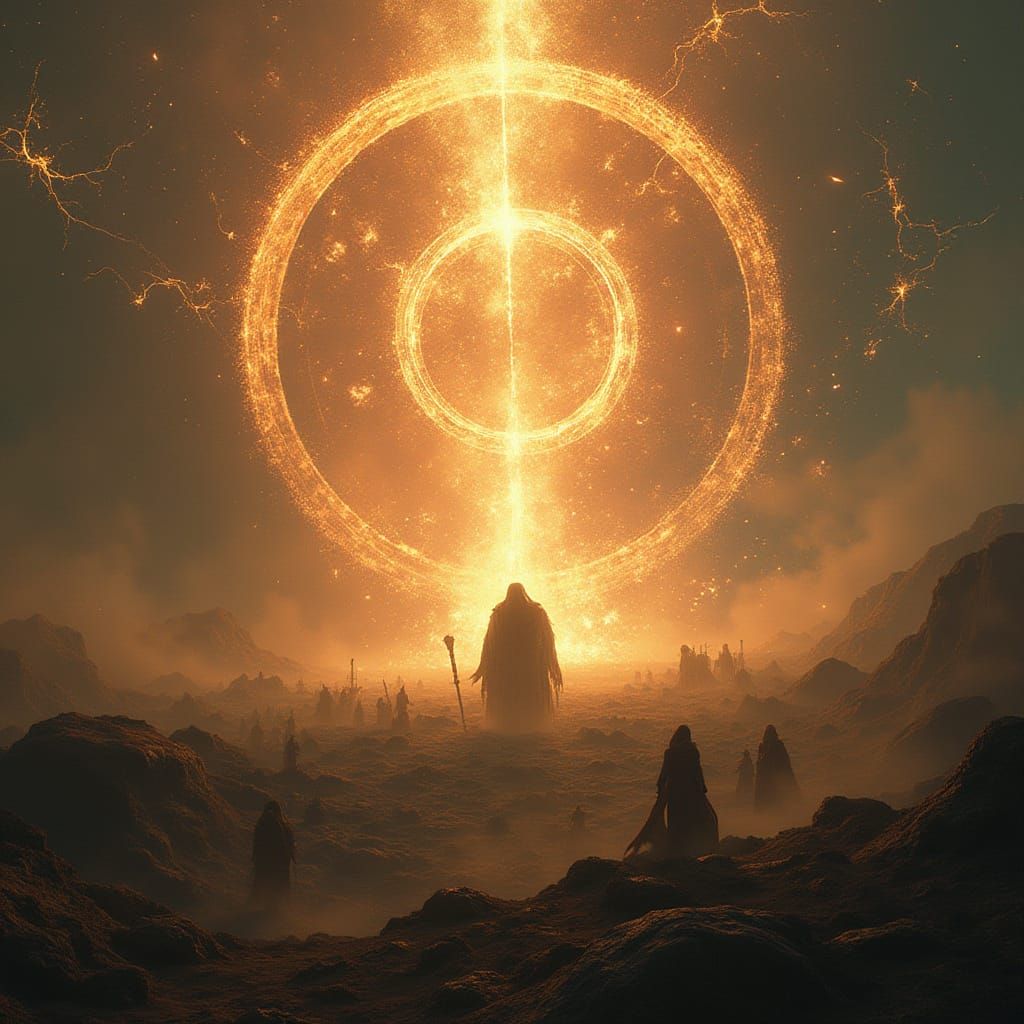 Epic Fantasy Battle: God Strikes Planet with Arcane Energy