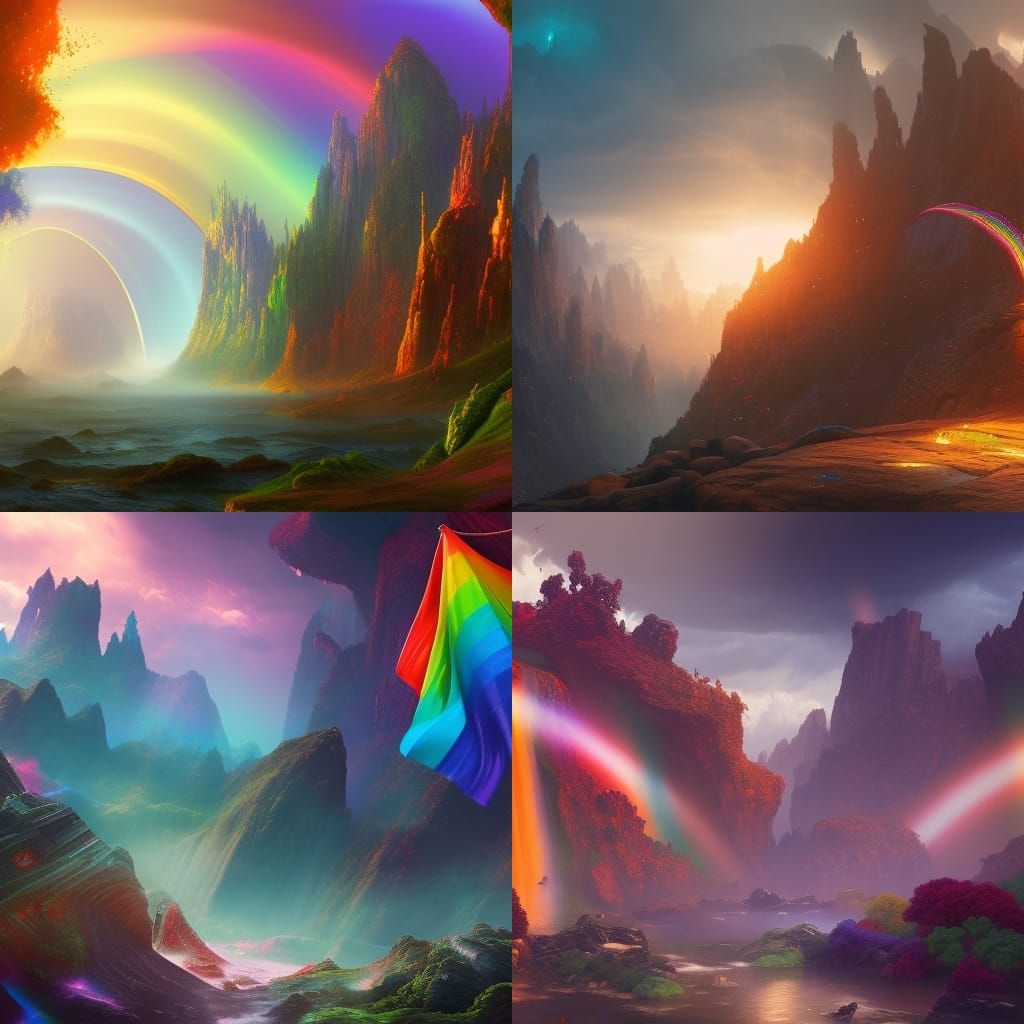 Fantastical Rainbow in Detailed Matte Painting