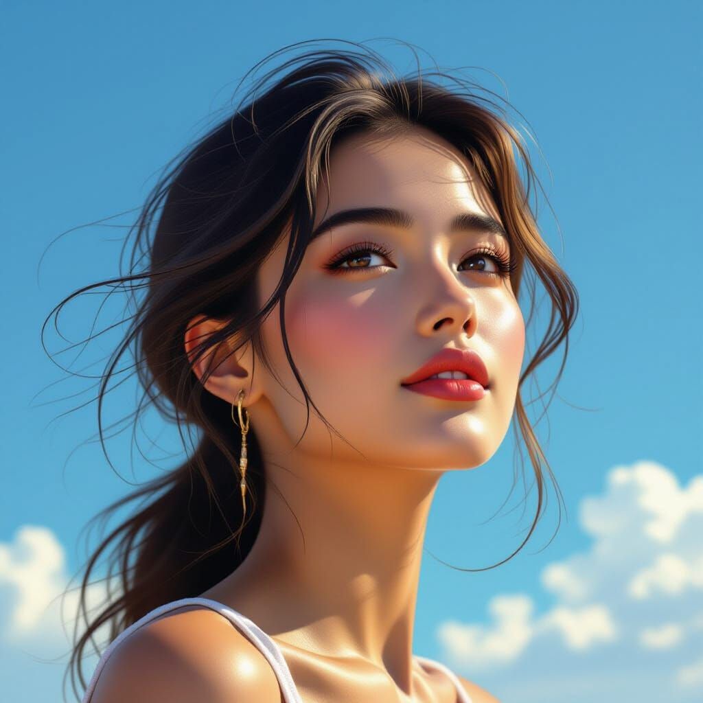 Hyperrealistic Blue Sky with Dramatic Lighting