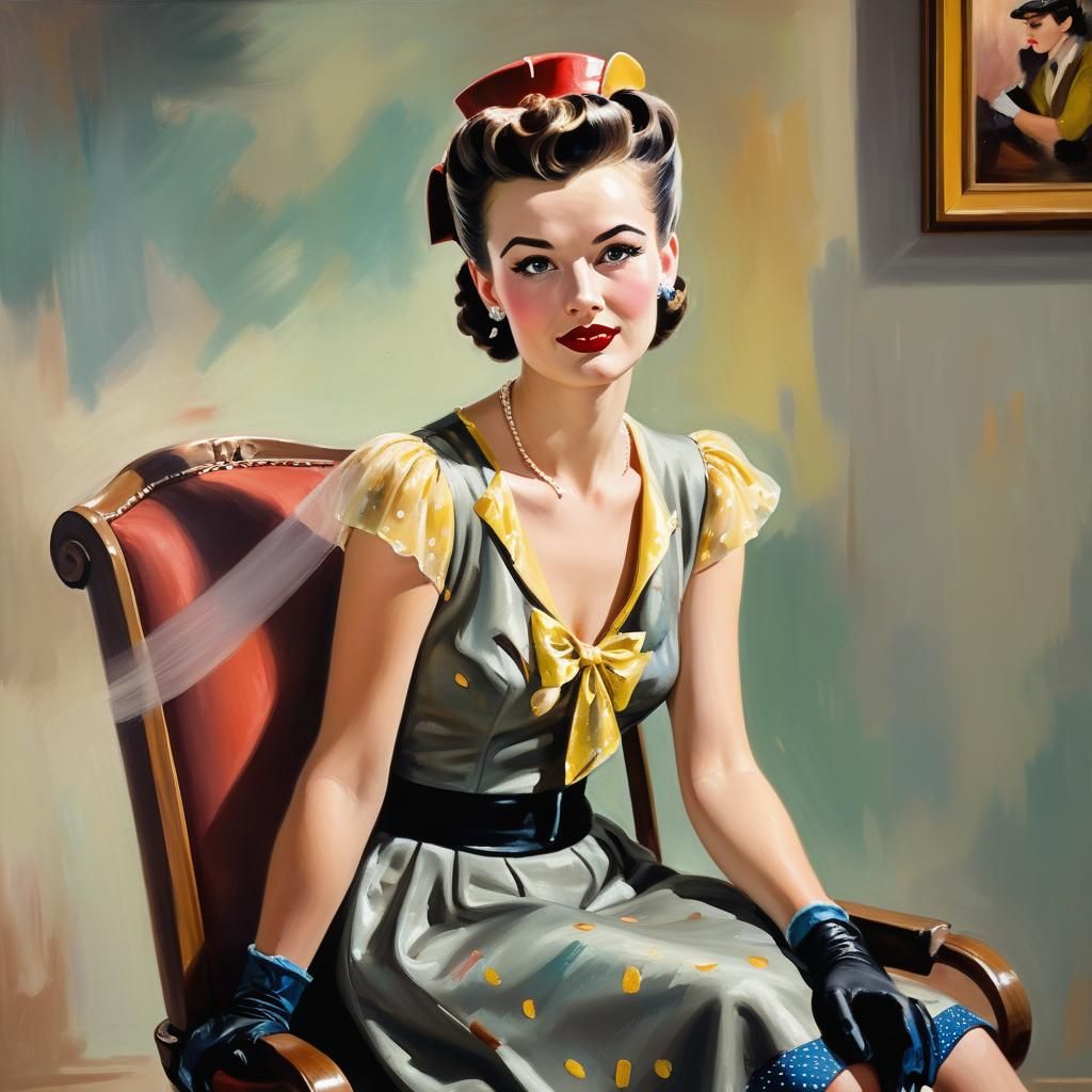 Girl in Pillbox Hat: An Impressionist Oil Painting