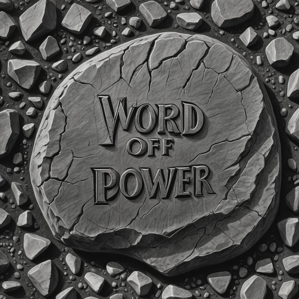 Hand-Carved Stone with Etched Word of Power