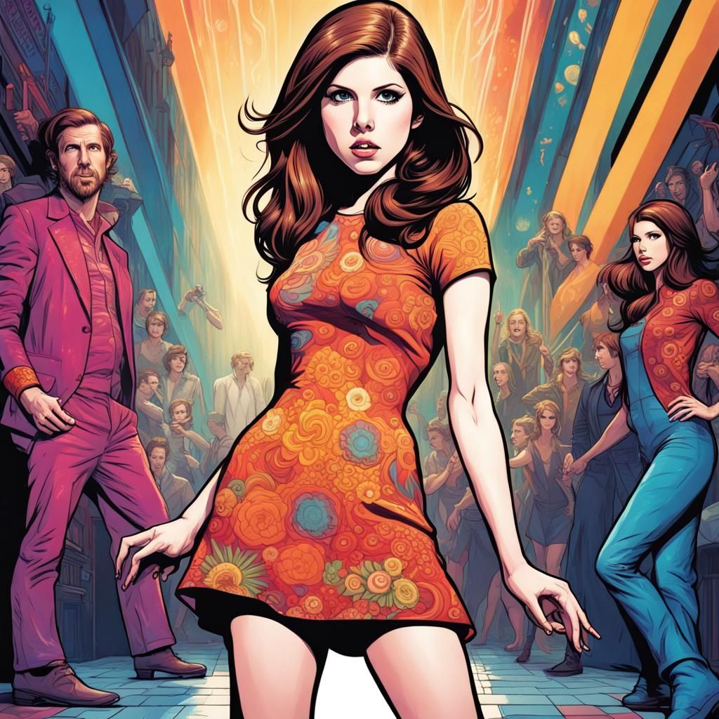 1960s Go-Go Dancer in Psychedelic Comic Art