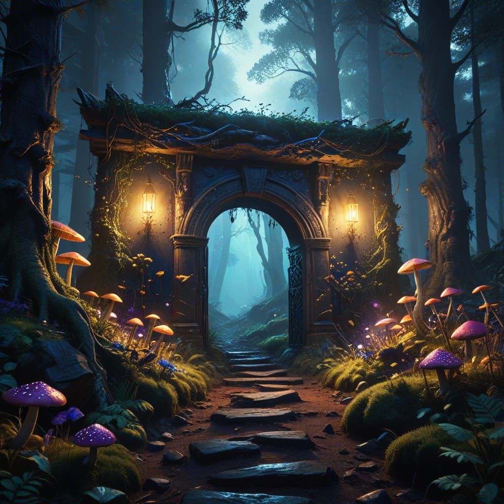 Bedroom Portal to Fantasy Forest in Digital Matte Painting