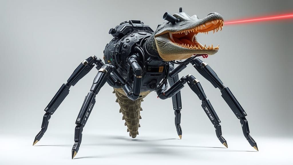 Cybernetic Crocodile Monstrosity with Laser Blaster