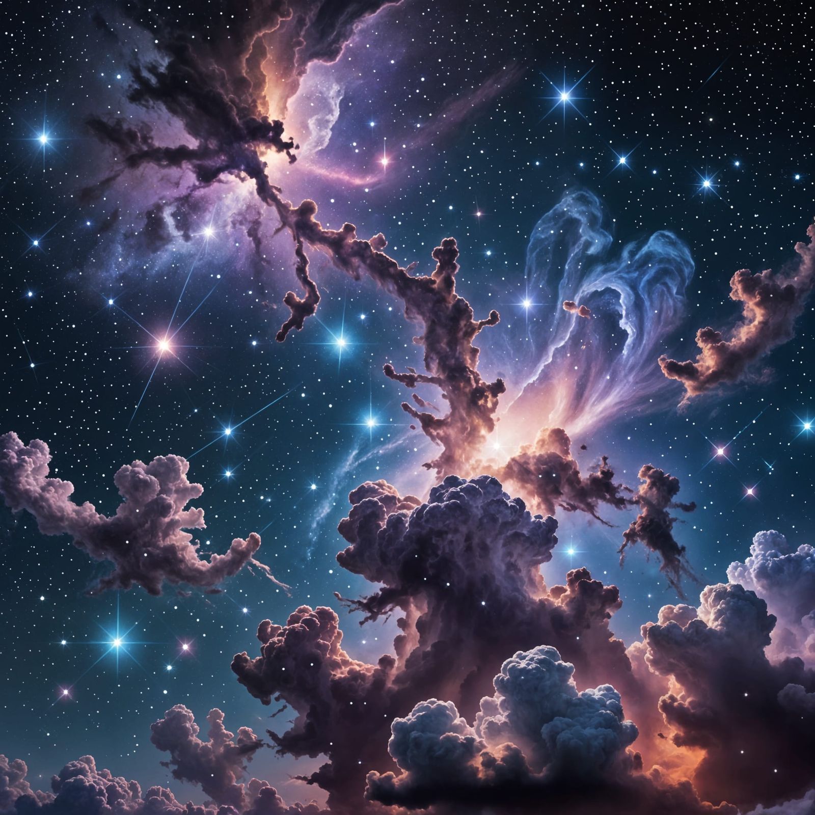 Zodiac Constellations in Deep Space Nebula