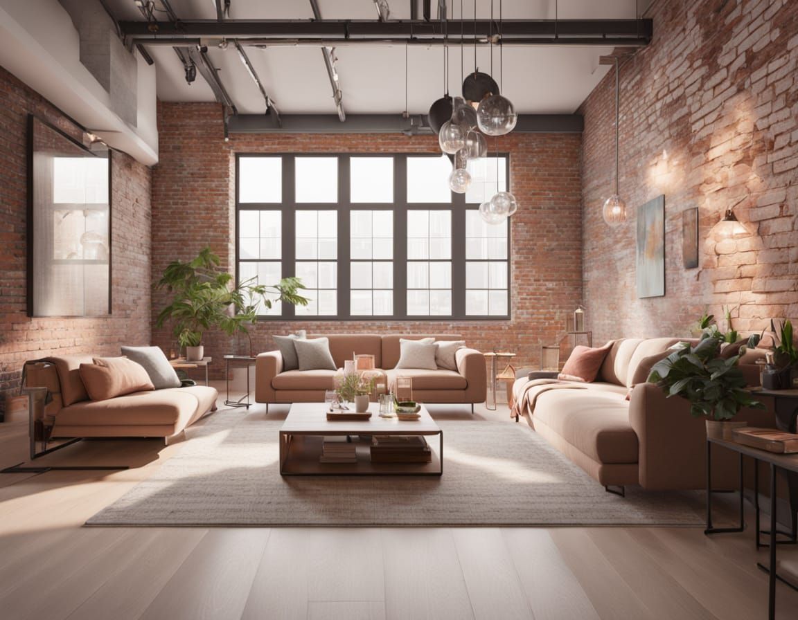 Industrial Chic Living Room in Pastel Colors