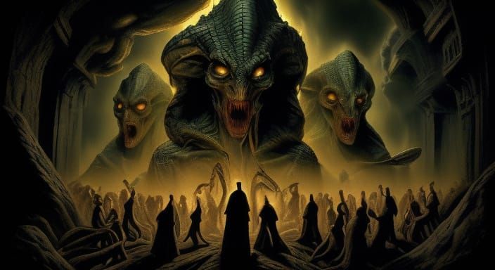 Colossal Cobra Coiling Around Great Pyramid in Renaissance S...