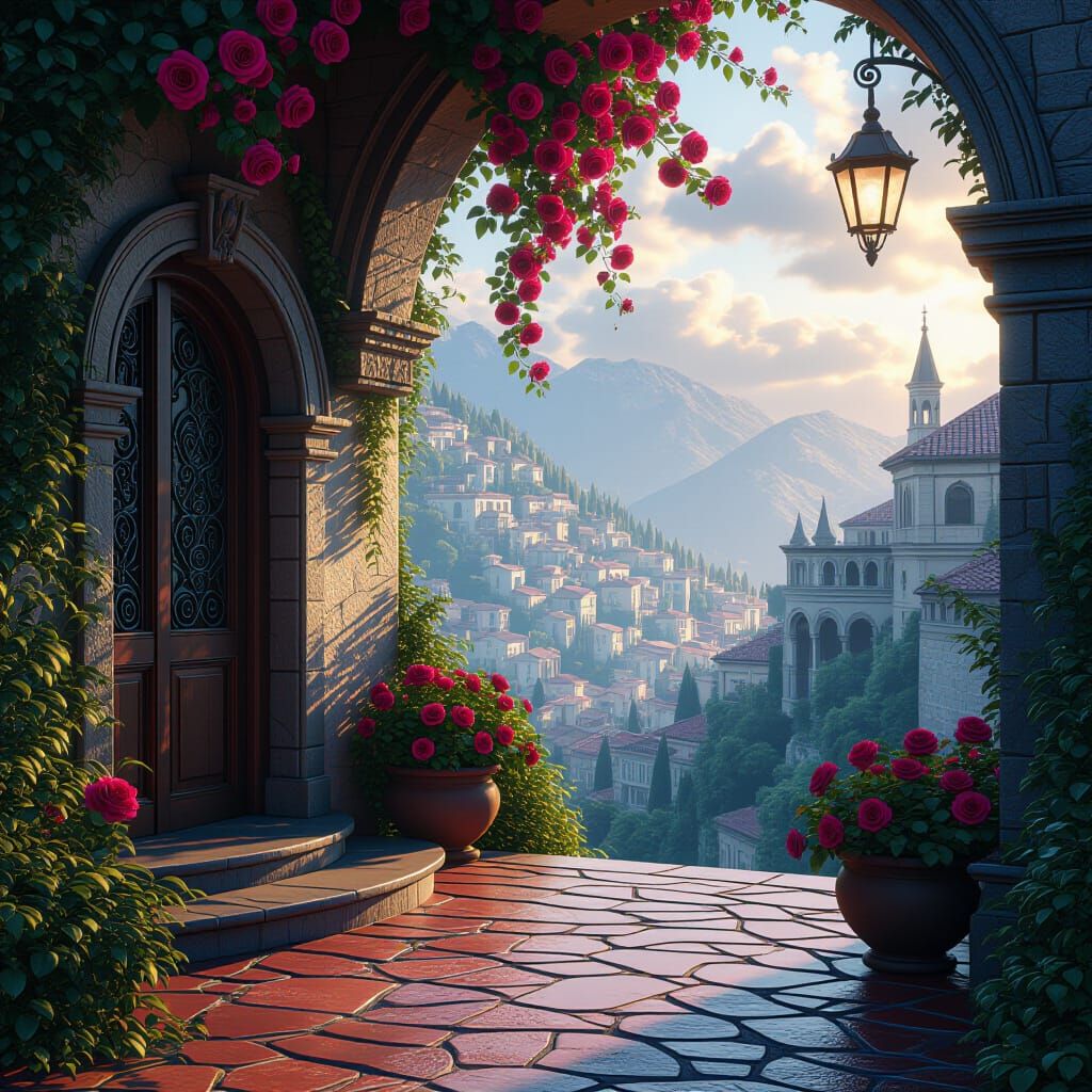 Dew Covered Rose: Detailed Matte Painting