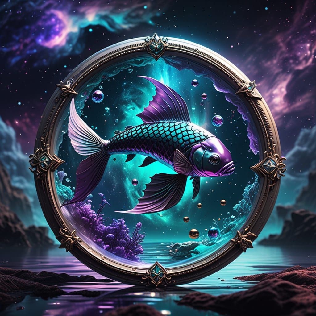 Ethereal Pisces Zodiac Fusion in Vibrant Digital Art