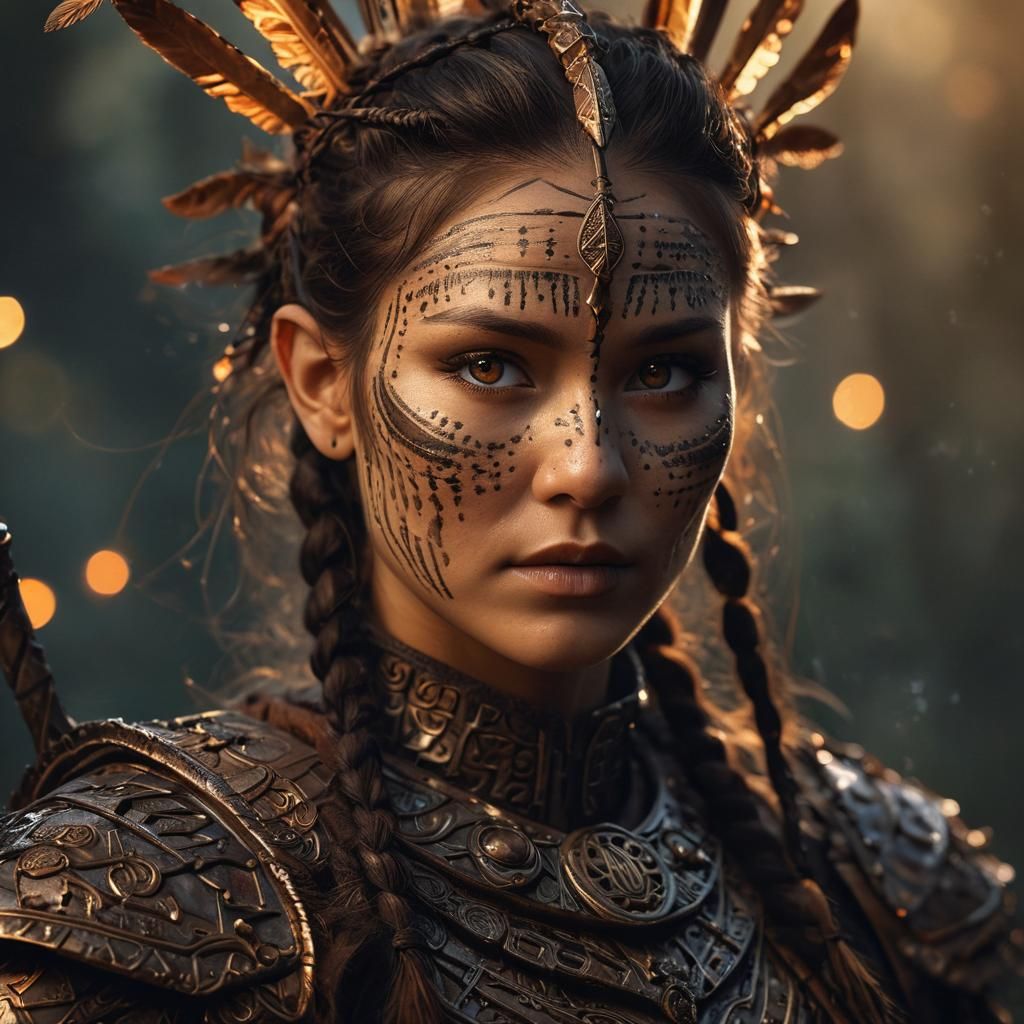 Warrior Queen Portrait in Dark Fantasy Style