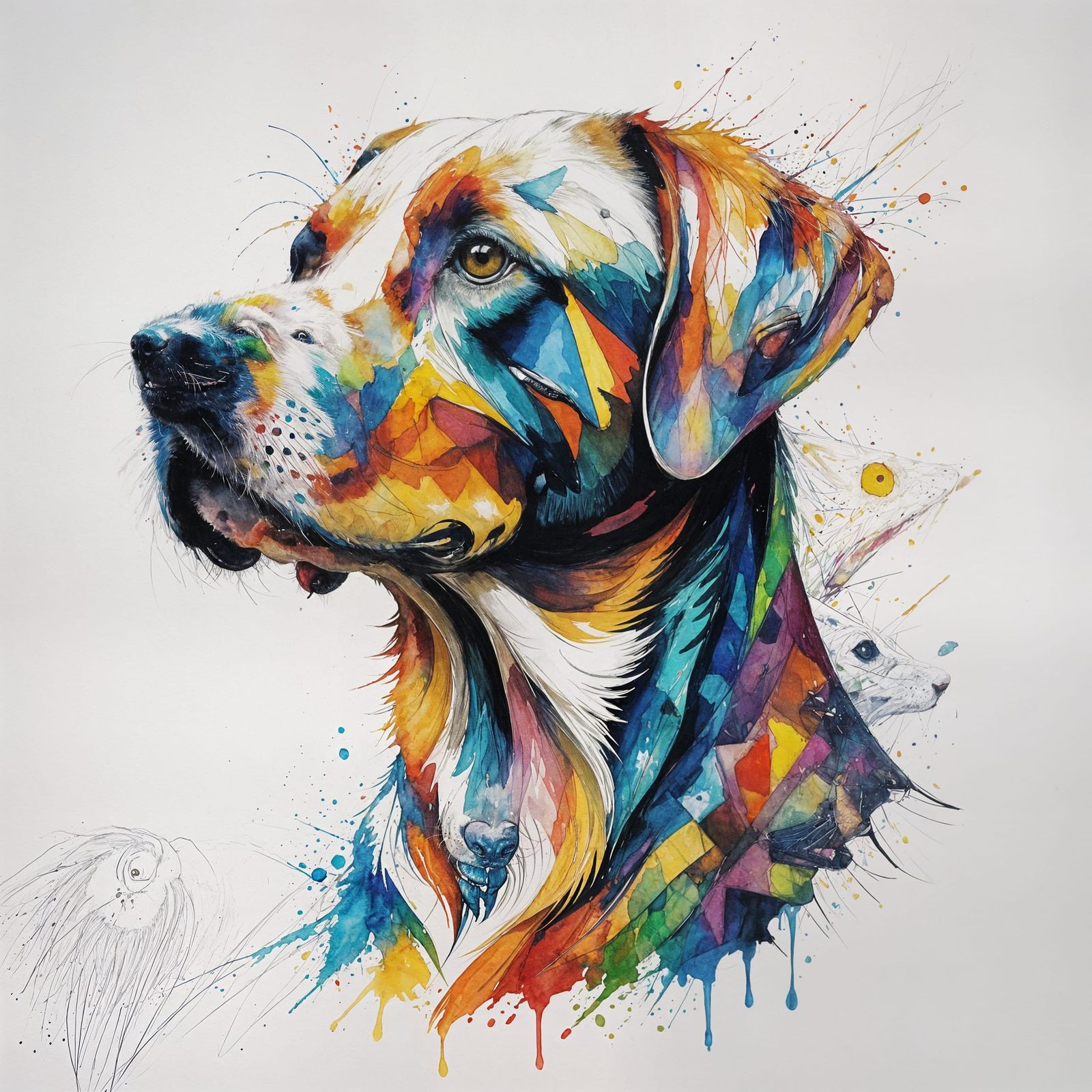 Abstract Labrador Silhouette in Watercolor Style