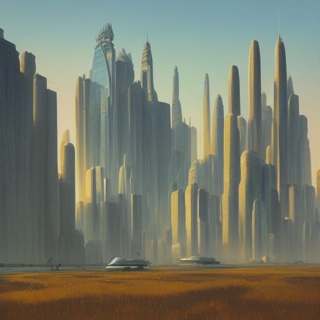 Futuristic Skyscraper in Golden Sunlight