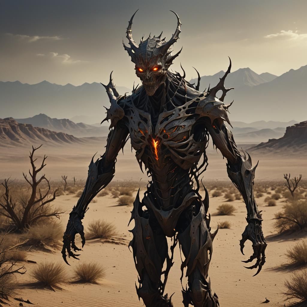 Eerie Thorn Creature in Dark Fantasy Illustration