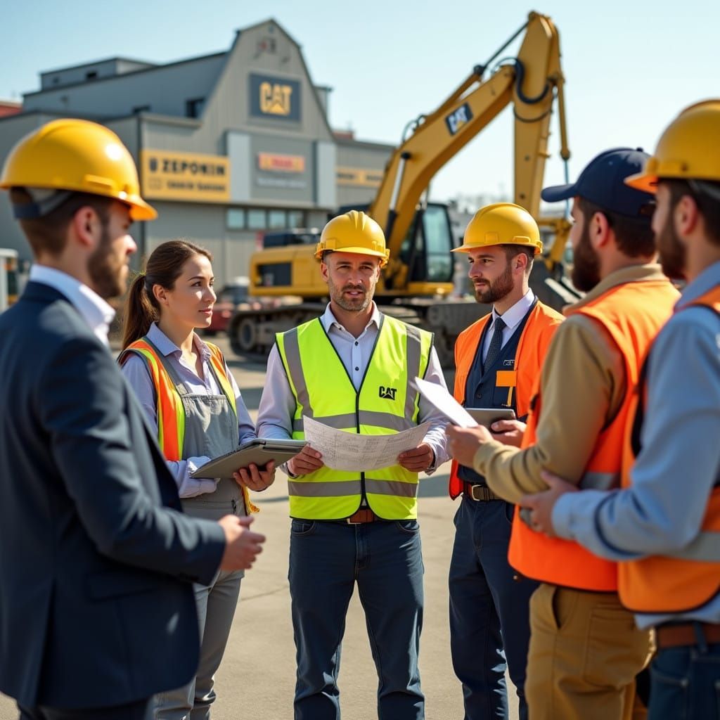 Confident Team Leaders in Diverse Professions Gather Around....