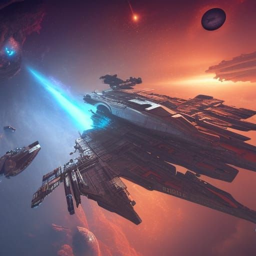 Epic Space War in Detailed Matte Painting