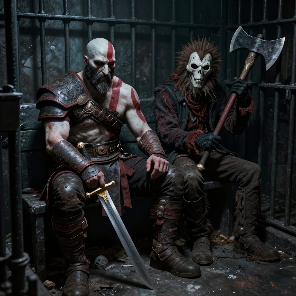 Kratos and Sweet Tooth Imprisoned in Dark Fantasy Jail
