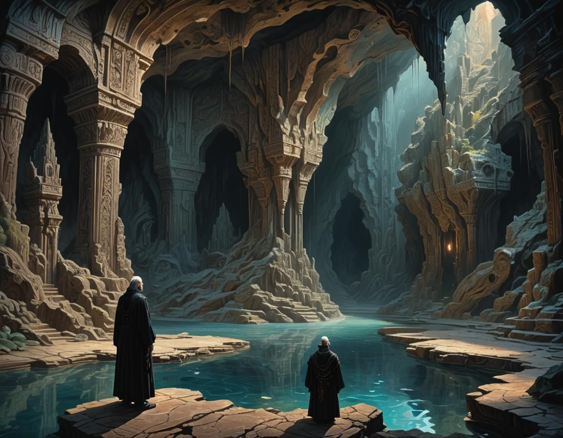 Ethereal Priest in Collapsed Cave, Renaissance Iridescence