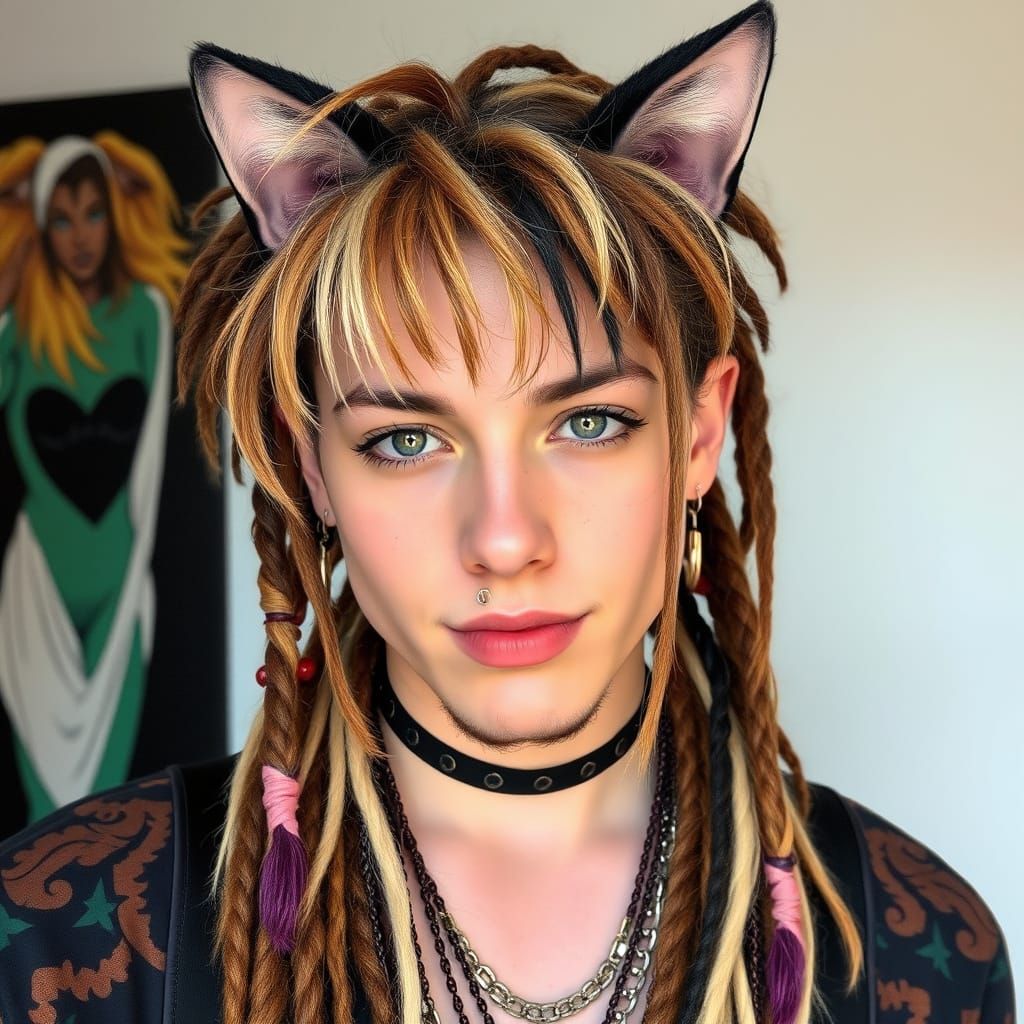 Beautiful Ambiguous Person with Cat Ears