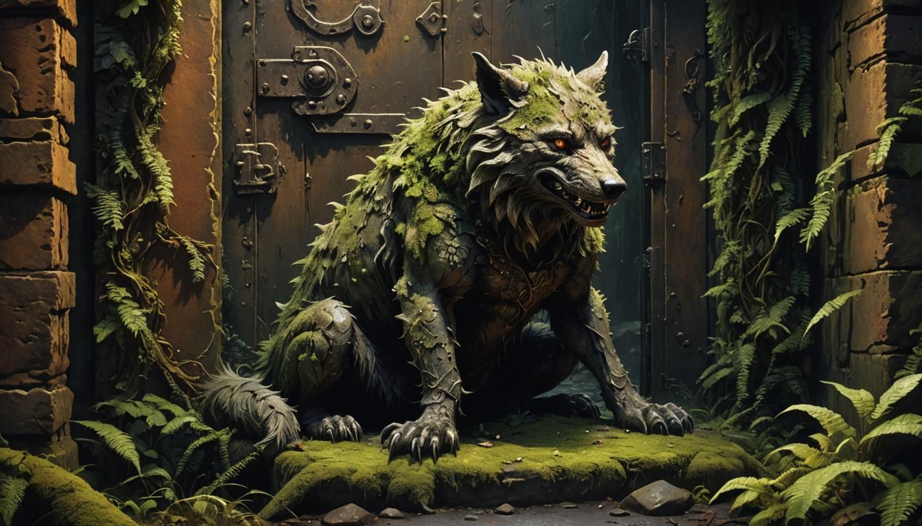 Demon Wolf Guardian in Dark Fantasy Art