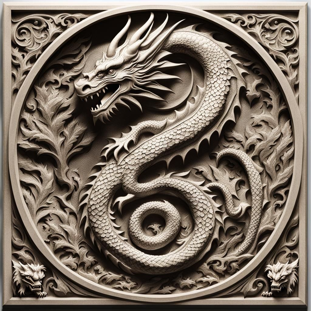 European Dragon Bas Relief Sculpture