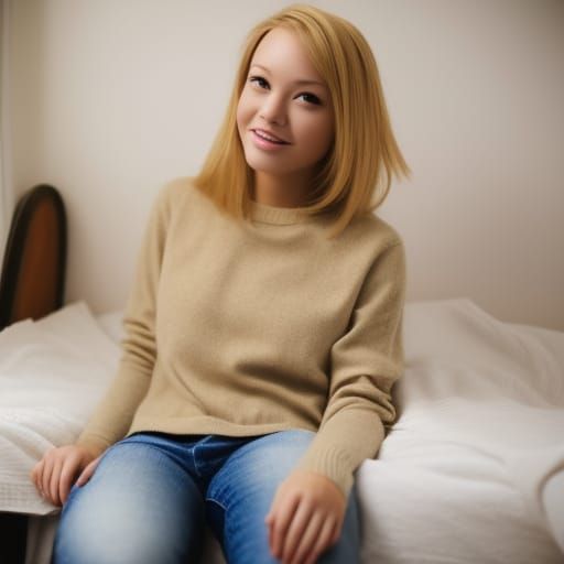 College Girl Relaxing in Dormitory Room