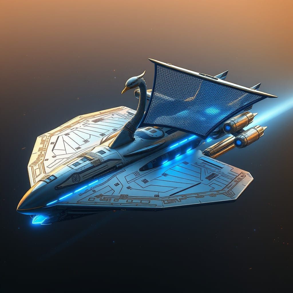 Ancient Futurism Meets Cyberpunk in Majestic Metallic Trirem...