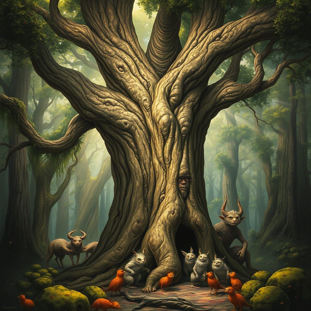 Mystical Forest: Wise Old Tree Portrait