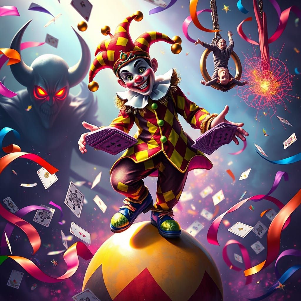 Whimsical Jester in a Kaleidoscopic Dream