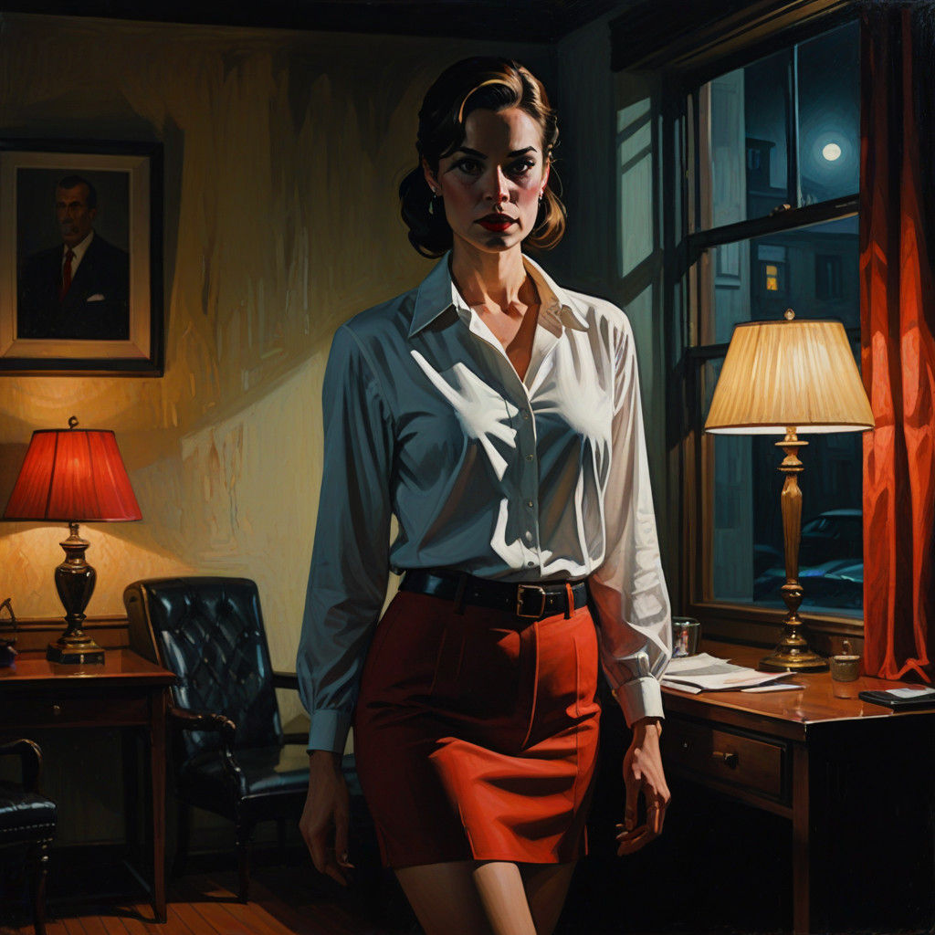 Noirish Woman in a Dimly Lit Room