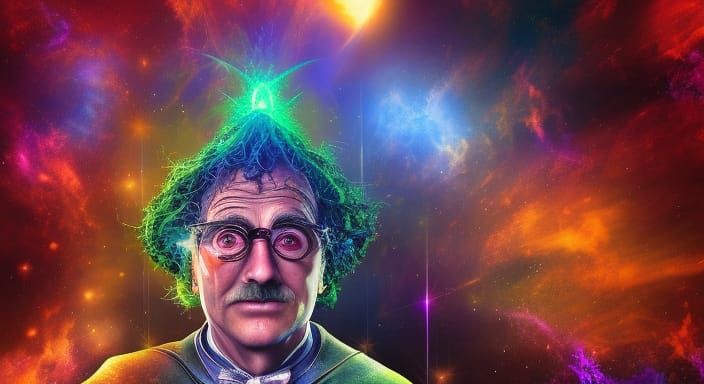 Hyperrealistic Wizard of Science Splash Art Portrait