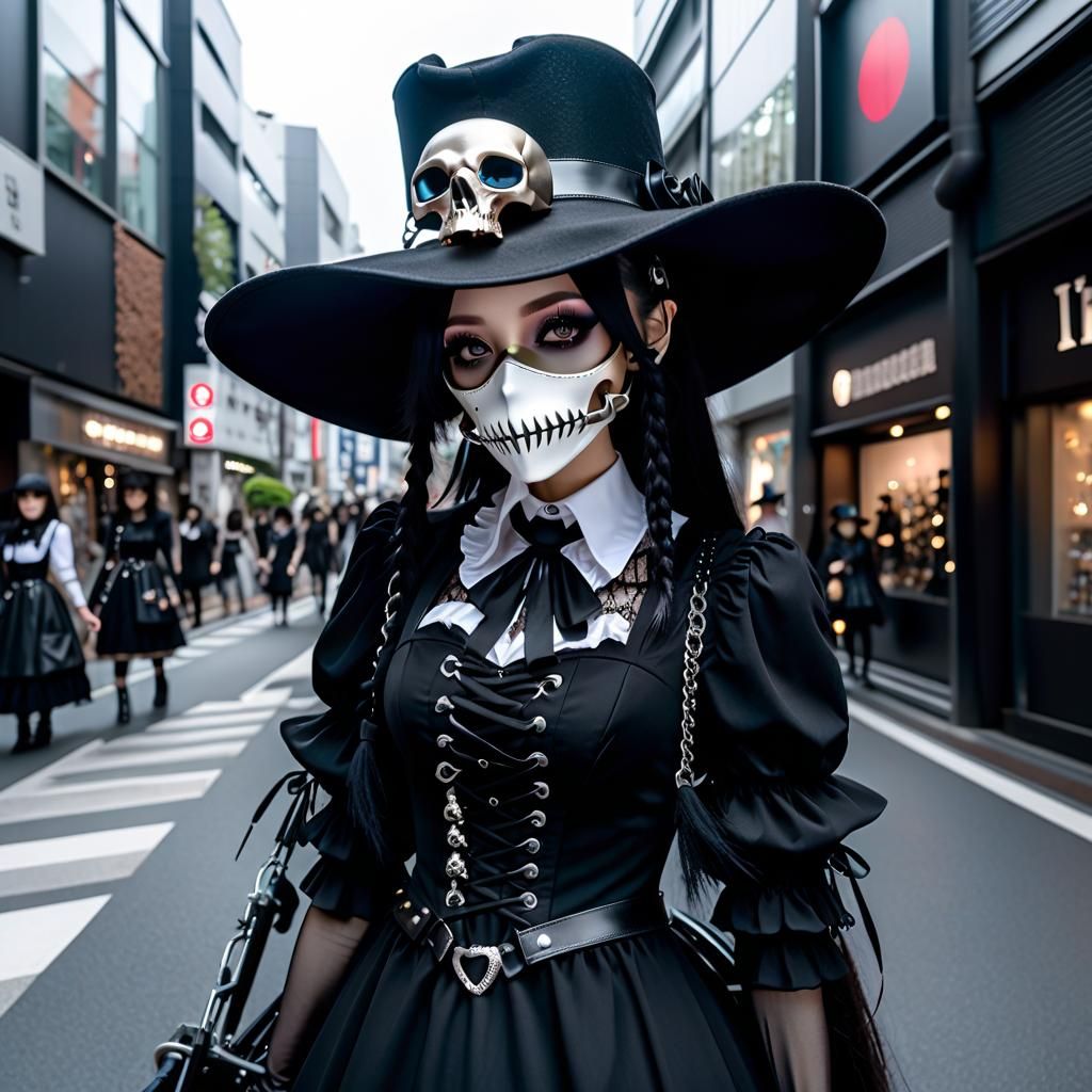 Harajuku Girl as Plague Doctor in Shibuya