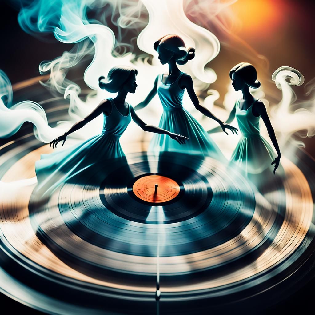 Ethereal Smoke Formations Inside a Vinyl Record Groove