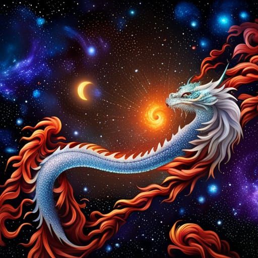 Celestial Glass Dragon Amidst Starry Expanse