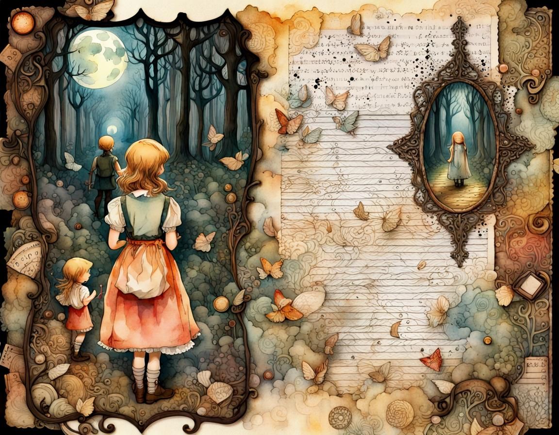 Hansel and Gretel in Scrapbook Style