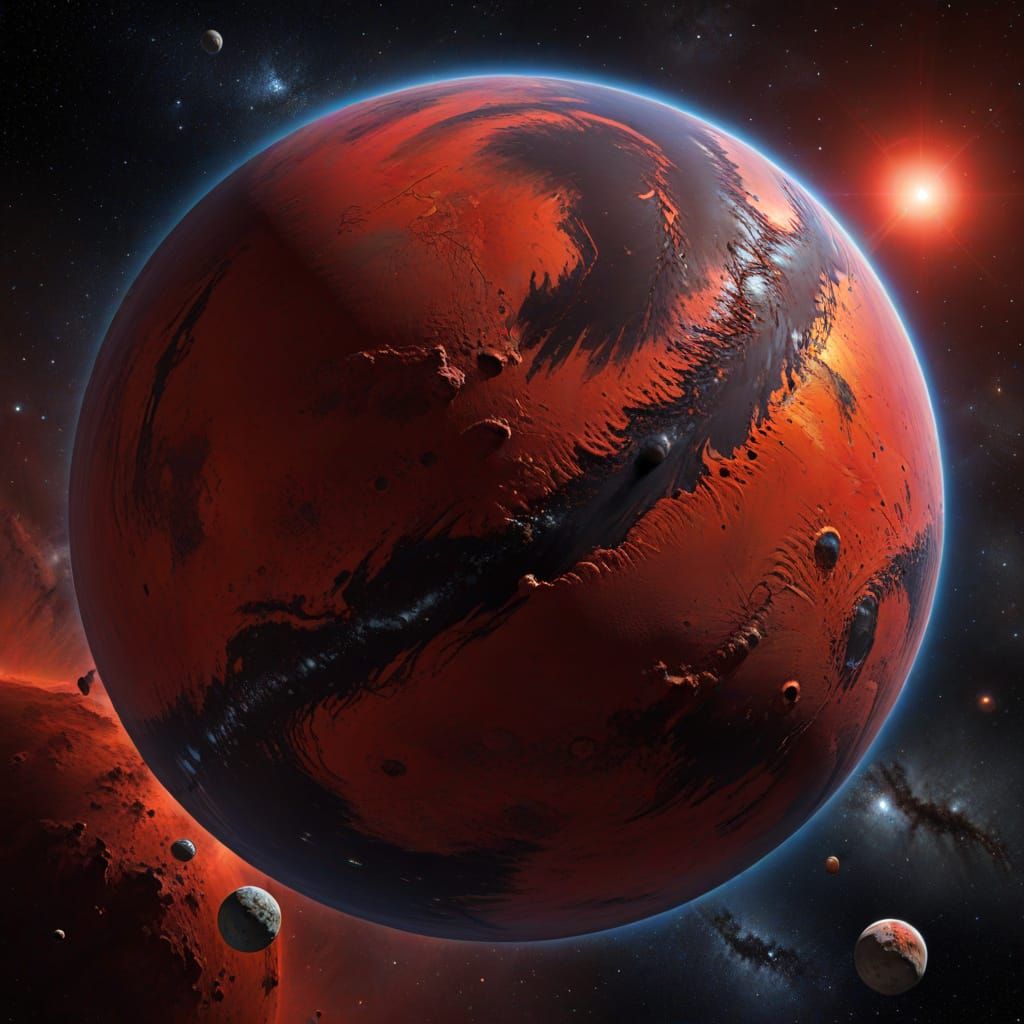 Surreal Red Dwarf Planet from Space