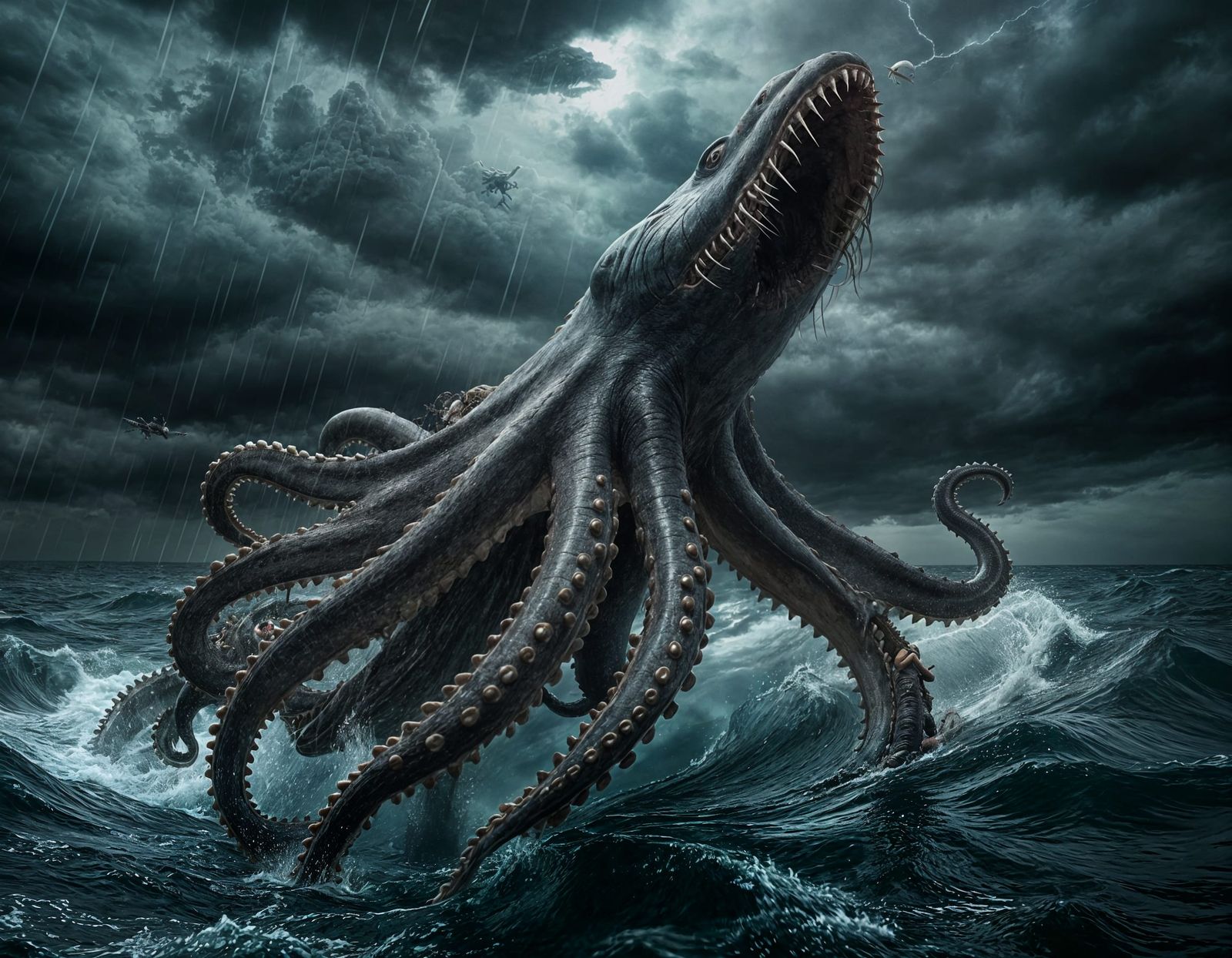 Epic Battle: Giant Octopus vs. Megalodon Shark