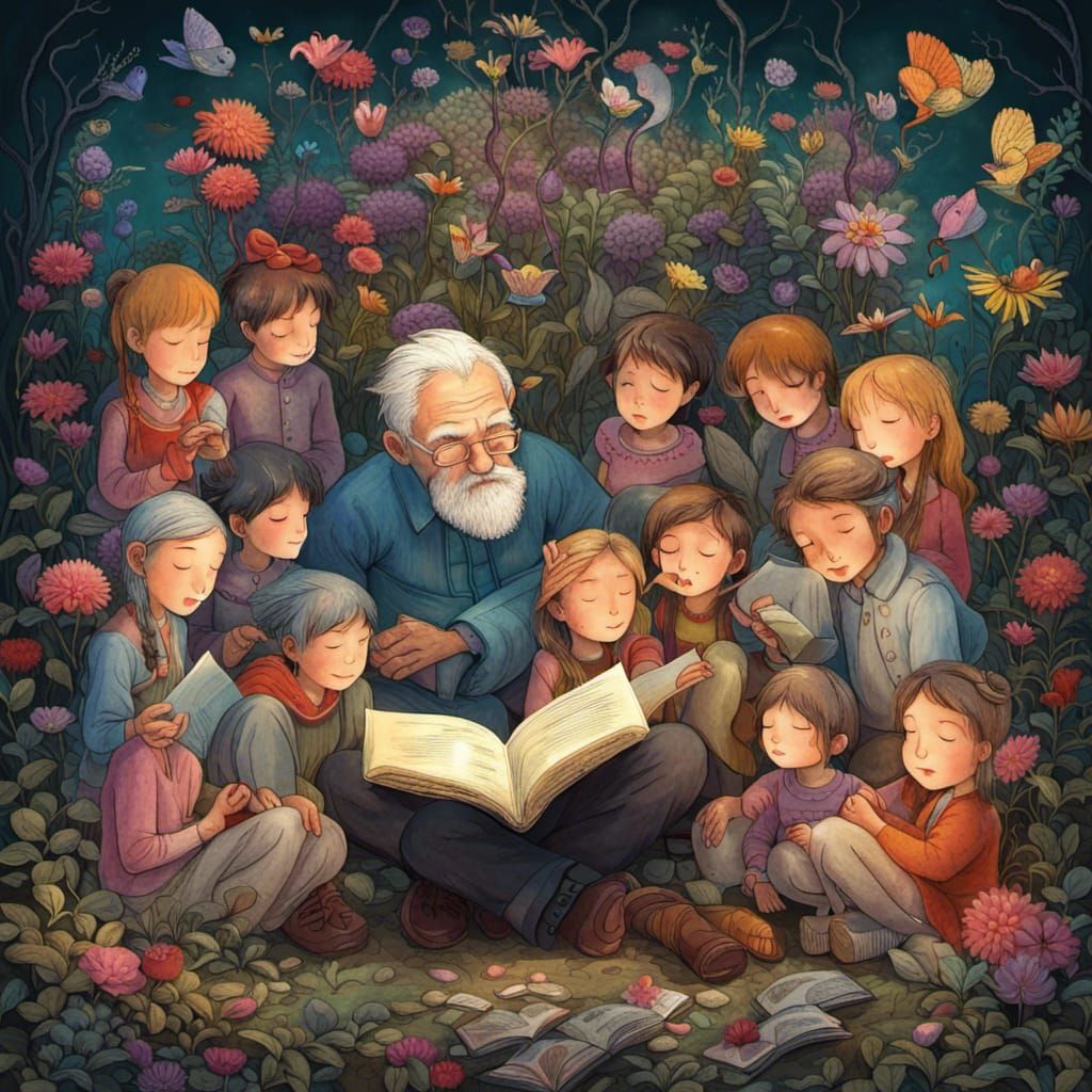 Fairytale Reading: Vivid Magic Realism Portrait