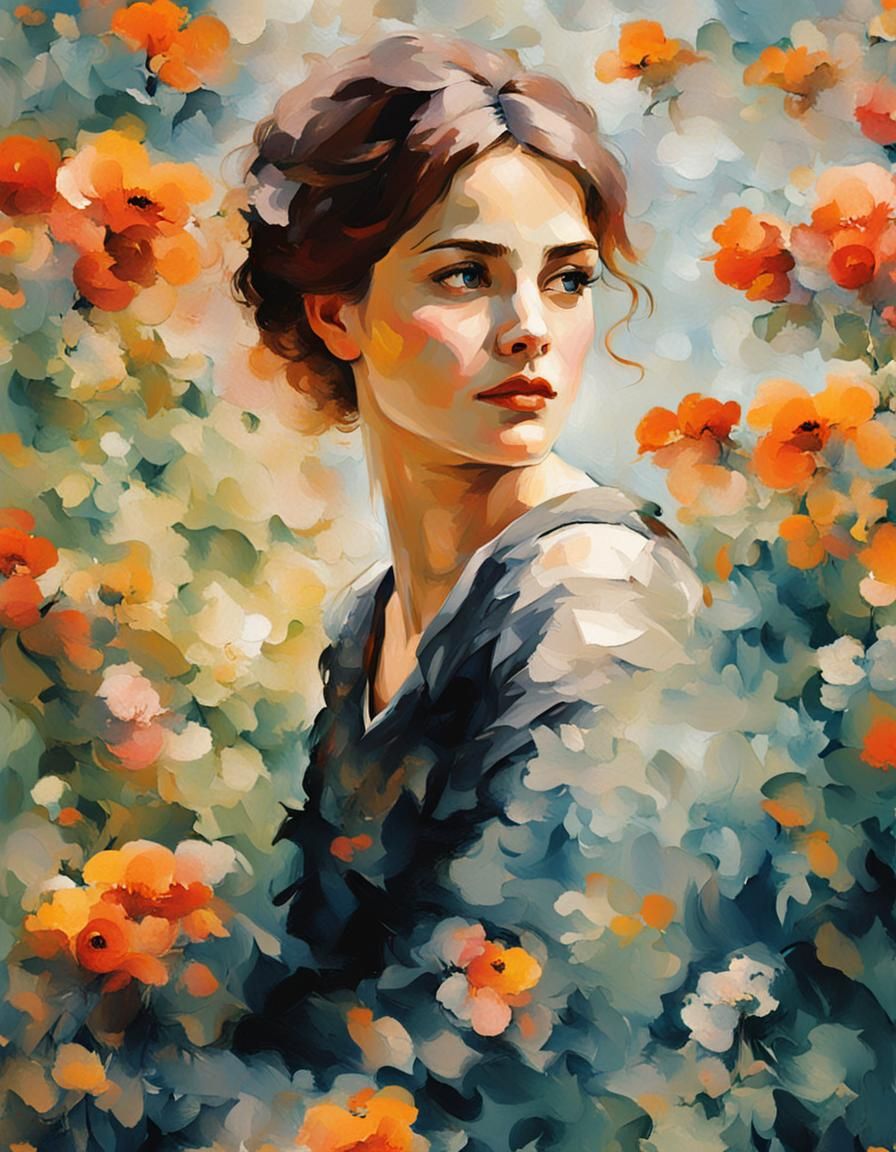 Impressionistic Wallpaper Featuring a Woman