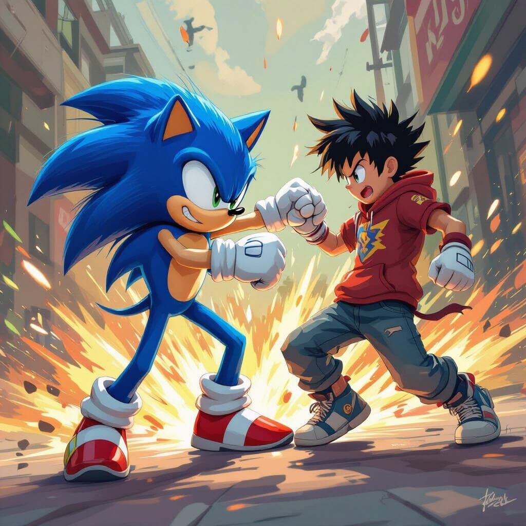 Sonic Punches with Exaggerated Color and Lighting