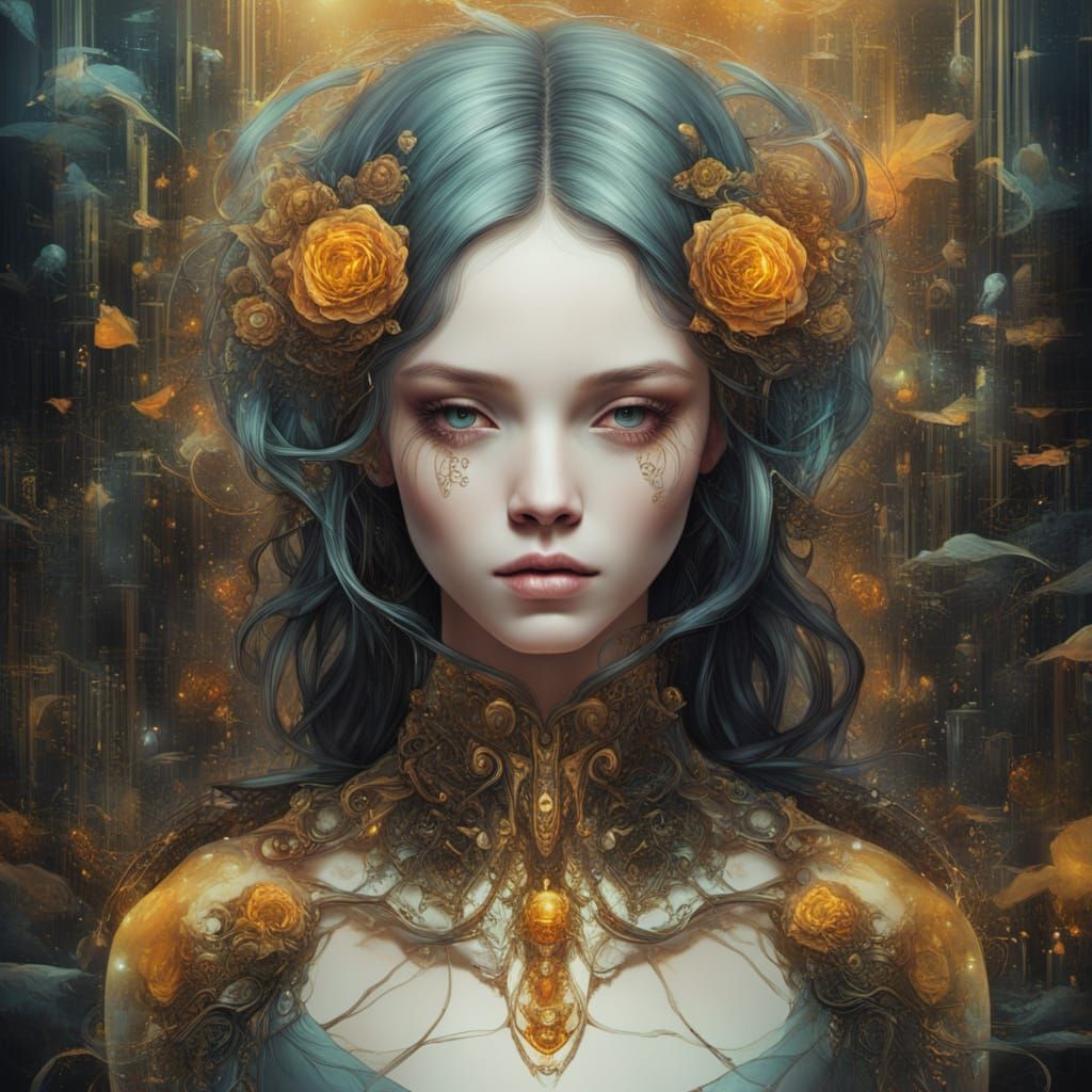 Angelic Jasmine in Gossamer Cyberpunk Style