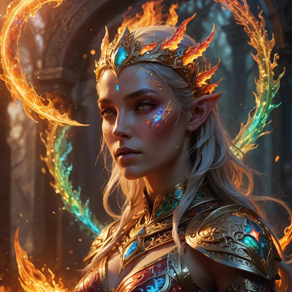 Dragon Princess in Fire Armor: Surreal Concept Art