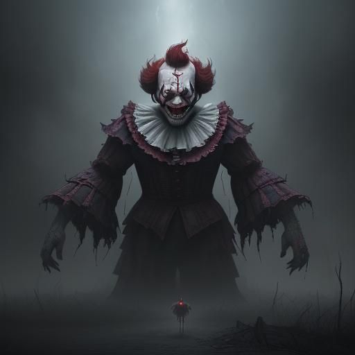 Eerie Clown Stalker in a Dramatic Digital Painting