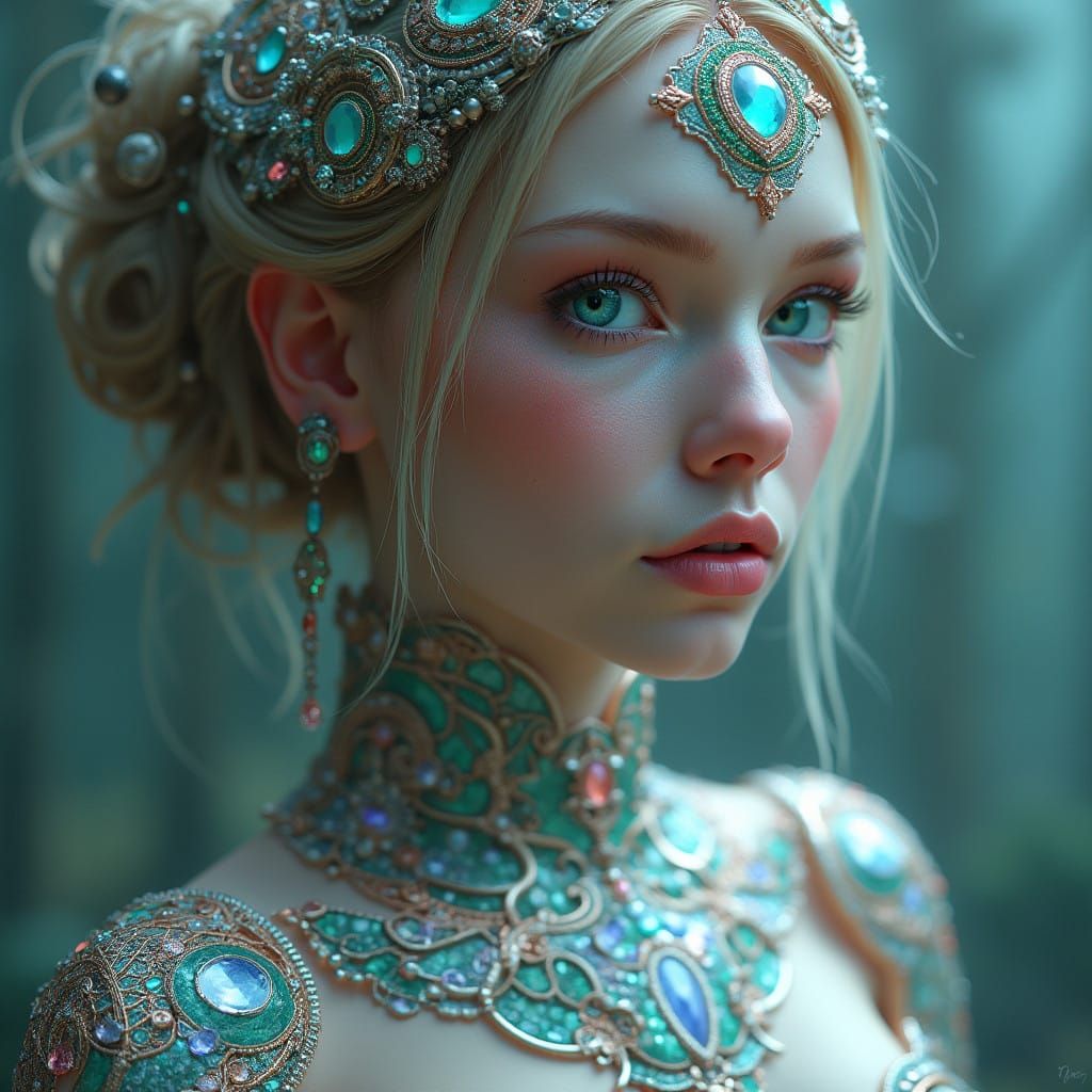 Ethereal Fantasy Beauty in Iridescent Splendor